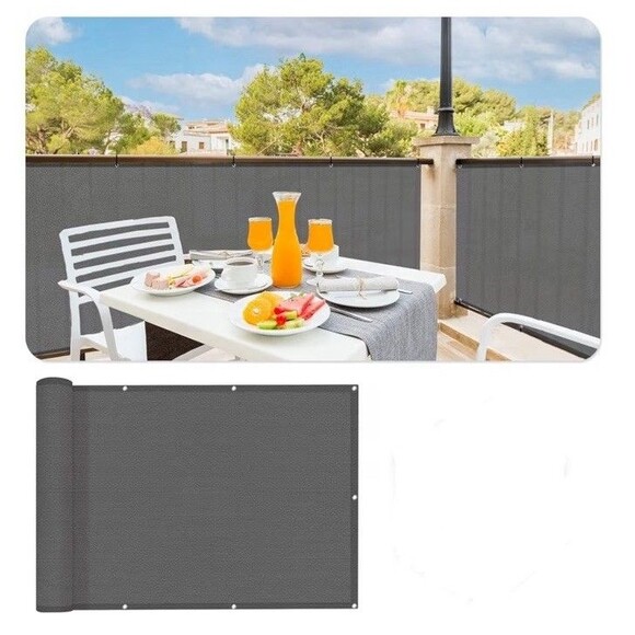 Balcony Privacy Screen 3x16 Feet Dark Grey - Picture 1 of 6